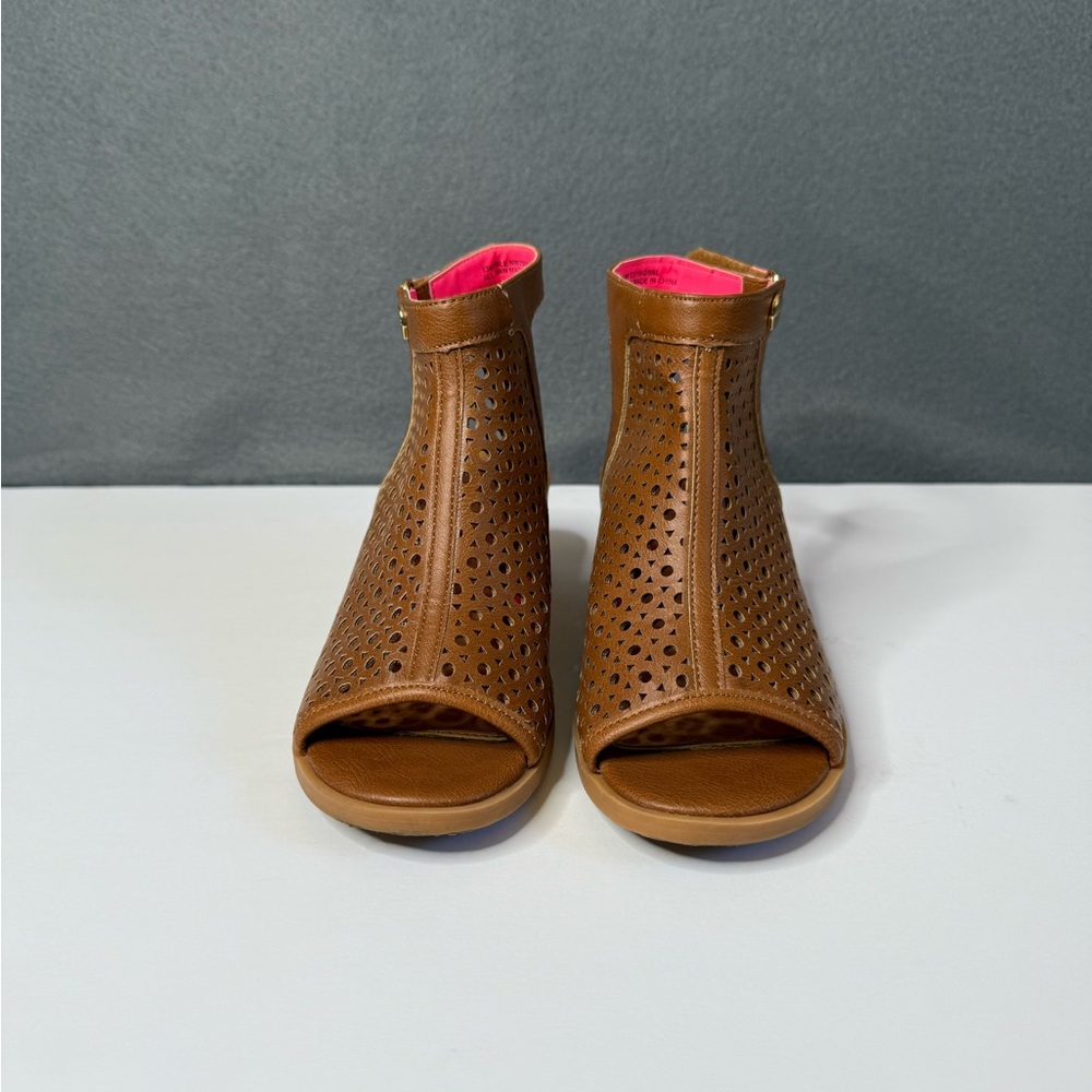 Nine West Little Girls’ Brown Peep-Toe Sandal Ankle Shoes Kids Size 13